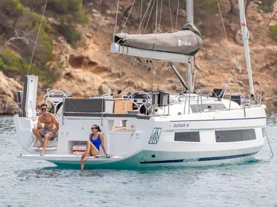 Deck of Rocky II, a Dufour 41 Performance sailboat at Grad Biograd na Moru, Croatia