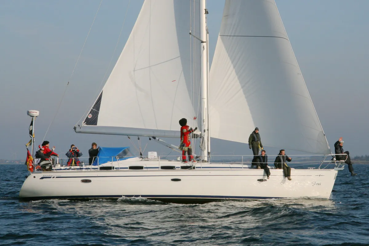 Exterior view of Foxi, a Bavaria 46 Cruiser sailboat at Heiligenhafen, Germany