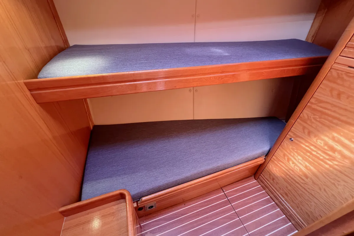 Cabin on Foxi, a Bavaria 46 Cruiser sailboat at Heiligenhafen, Germany