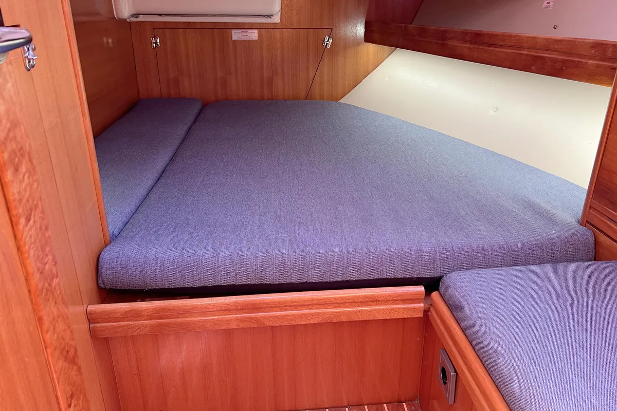 Cabin on Foxi, a Bavaria 46 Cruiser sailboat at Heiligenhafen, Germany
