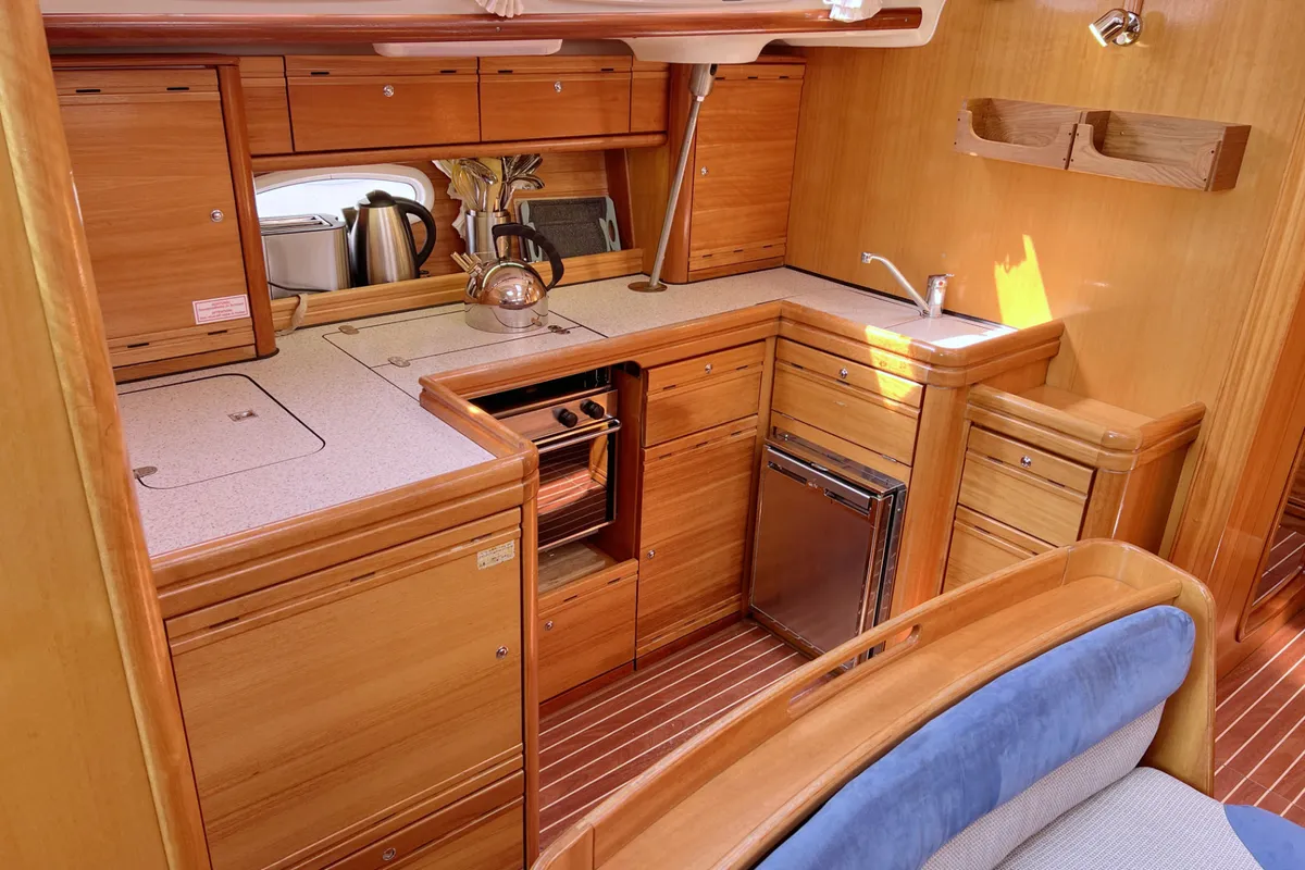 Galley of Foxi, a Bavaria 46 Cruiser sailboat at Heiligenhafen, Germany