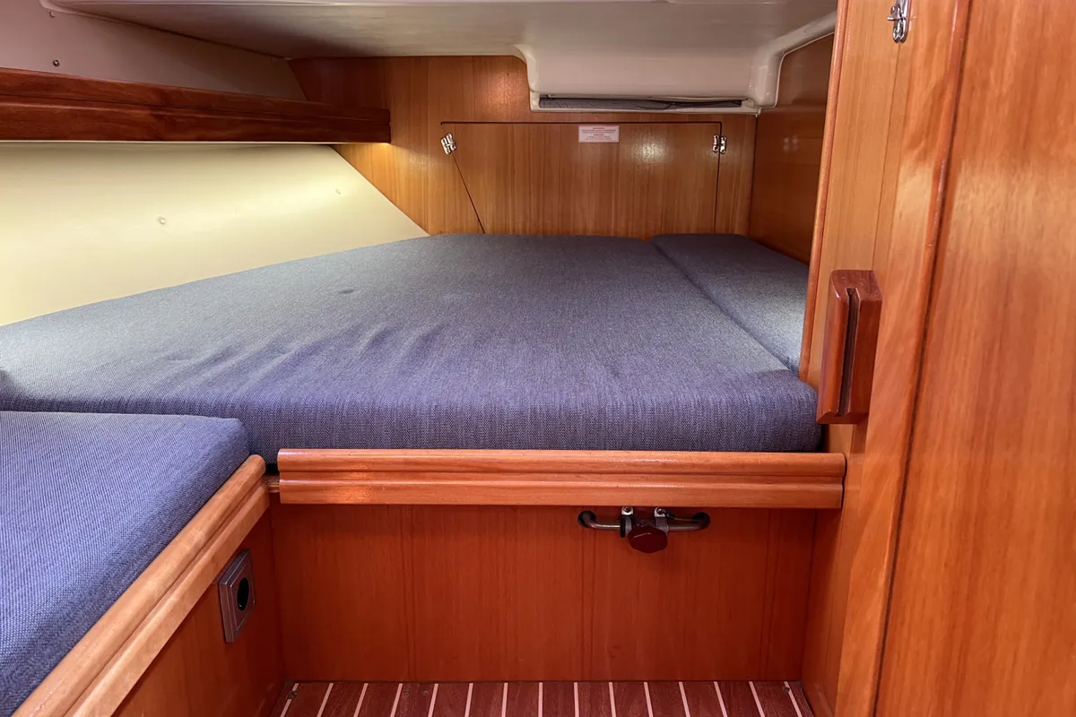 Cabin on Foxi, a Bavaria 46 Cruiser sailboat at Heiligenhafen, Germany