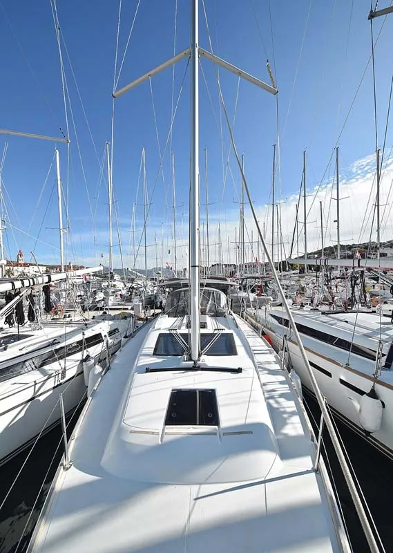 Deck of Alegria, a Dufour 382 GL sailboat at Grad Pula, Croatia