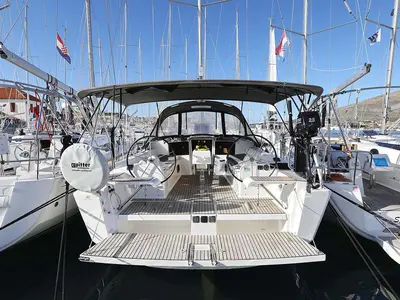 Cockpit of Alegria, a Dufour 382 GL sailboat at Grad Pula, Croatia
