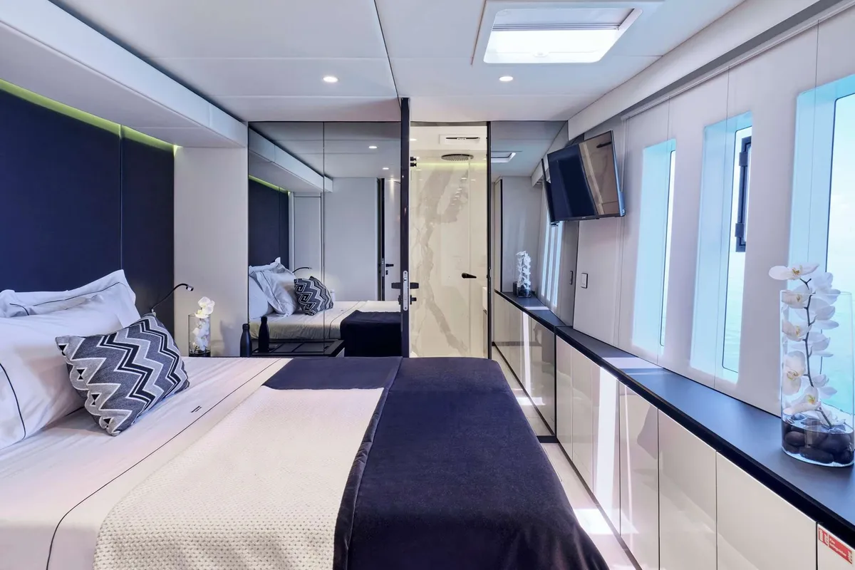 Above & Beyond, a Sunreef 80 catamaran at Athens, Marina Delta Kallithea, Greece
