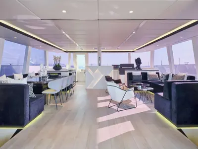 Above & Beyond, a Sunreef 80 catamaran at Athens, Marina Delta Kallithea, Greece