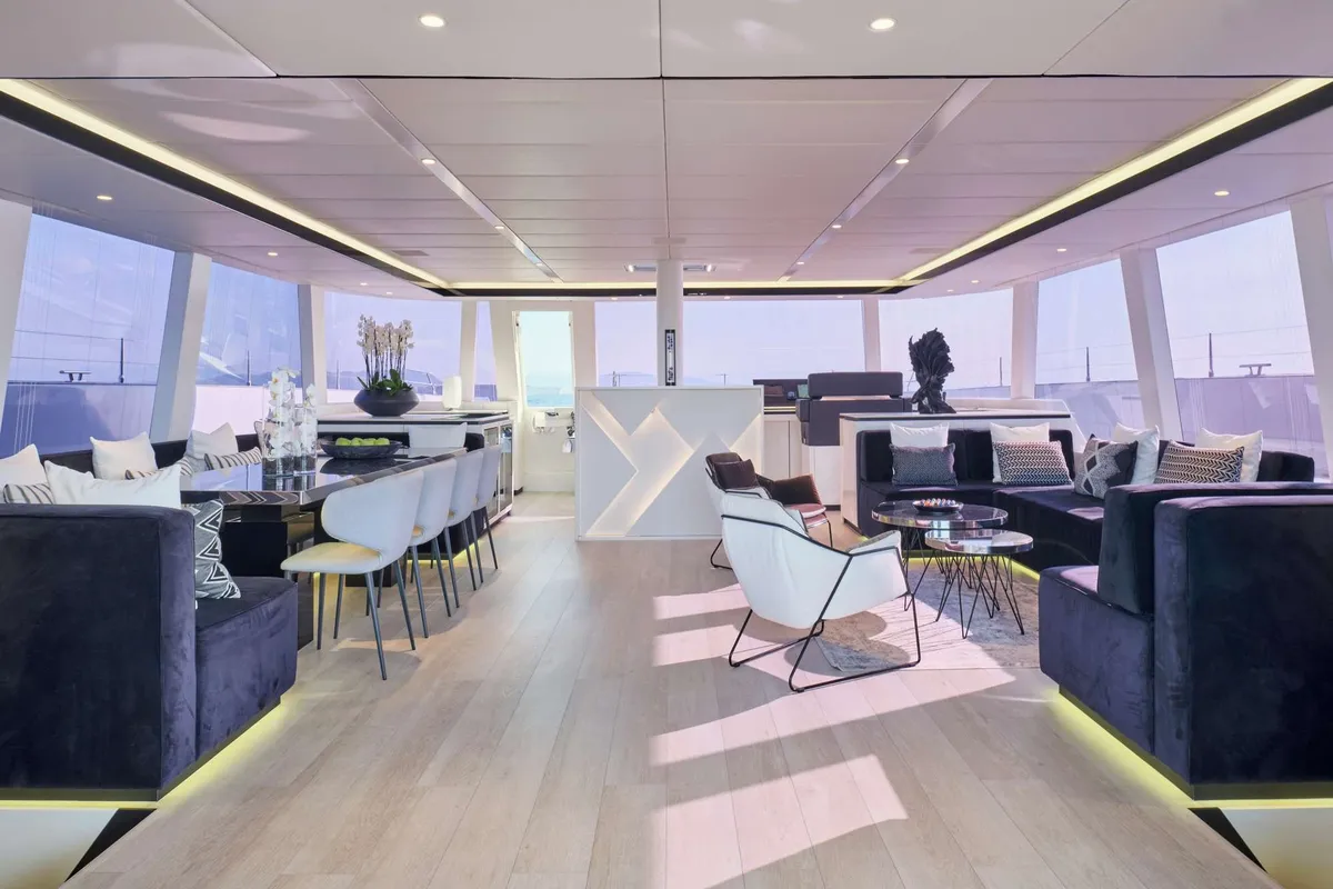 Above & Beyond, a Sunreef 80 catamaran at Athens, Marina Delta Kallithea, Greece