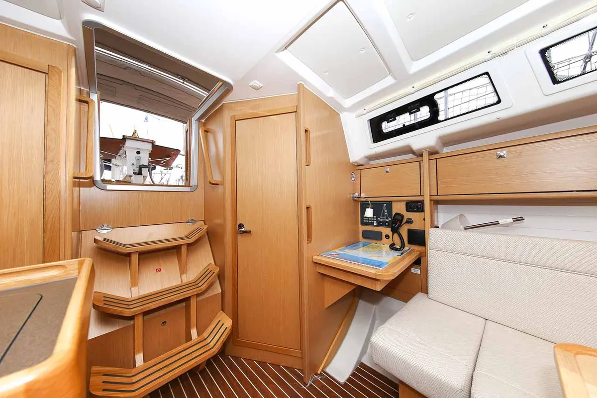 Salon of Chiara, a Bavaria Cruiser 34 sailboat at Grad Trogir, Croatia