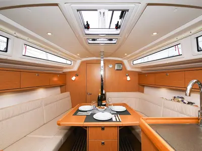 Salon of Chiara, a Bavaria Cruiser 34 sailboat at Grad Trogir, Croatia