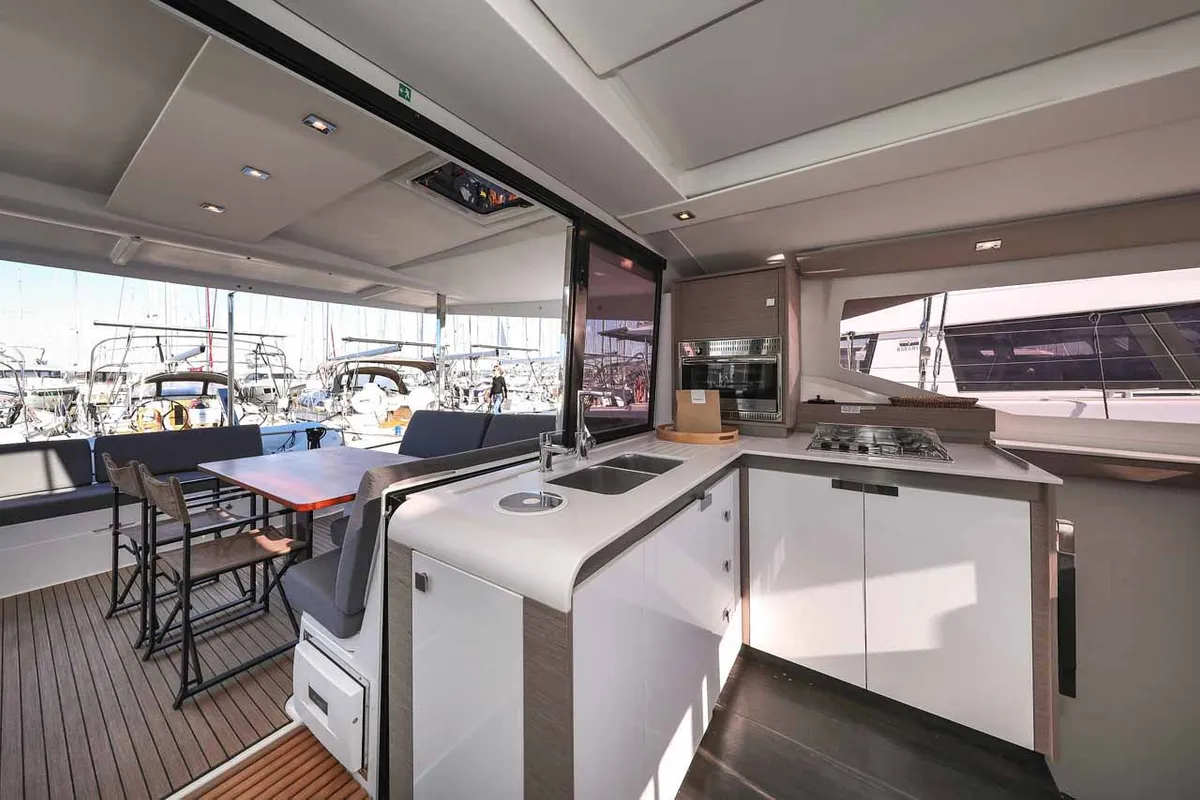 Galley of Orion, a Fountaine Pajot Isla 40 catamaran at Grad Biograd na Moru, Croatia