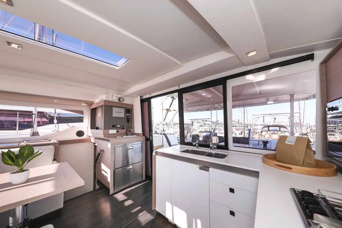 Galley of Orion, a Fountaine Pajot Isla 40 catamaran at Grad Biograd na Moru, Croatia
