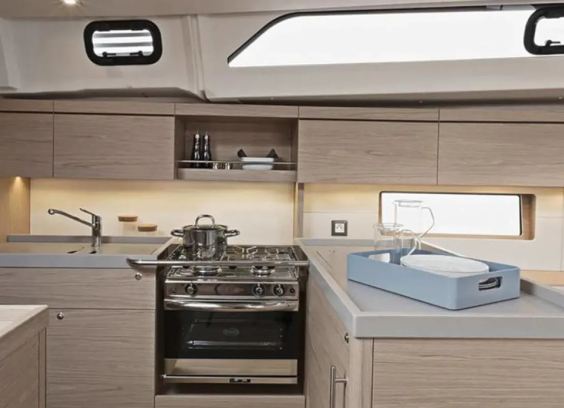 Galley of Oceanis 461/3/3 Premium, a Beneteau Oceanis 461 sailboat at Dubrovnik, Croatia
