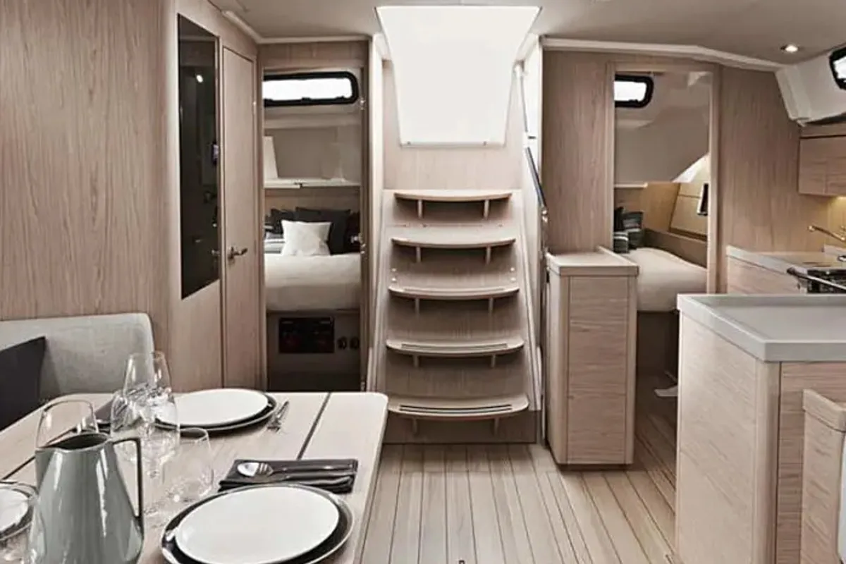 Salon of Oceanis 461/3/3 Premium, a Beneteau Oceanis 461 sailboat at Dubrovnik, Croatia