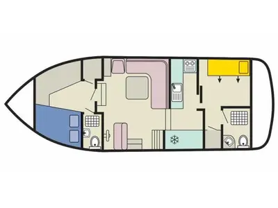 Floor plan of Corvette B - Budget 3, a Cygnet Corvette B motorboat at Decize, France