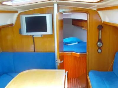 Salon of CATHERINE, a Bavaria 33 Cruiser sailboat at Grad Trogir, Croatia