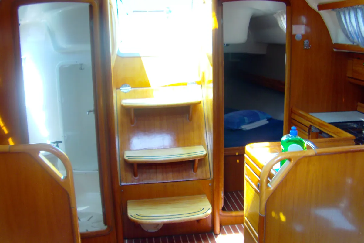 Salon of CATHERINE, a Bavaria 33 Cruiser sailboat at Grad Trogir, Croatia