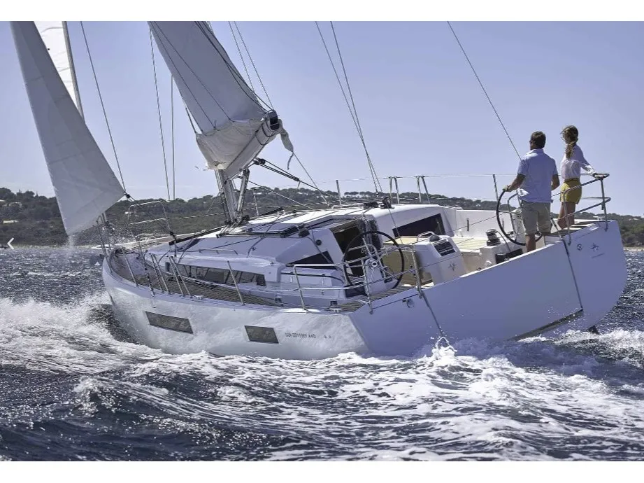 Exterior view of MAJADERO, a Jeanneau Sun Odyssey 440 sailboat at es Jonquet, Spain