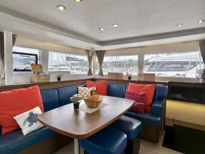Salon of Luna Mia, a Lagoon 450 F catamaran at Parham Town, British Virgin Islands