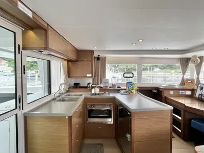 Galley of Luna Mia, a Lagoon 450 F catamaran at Parham Town, British Virgin Islands