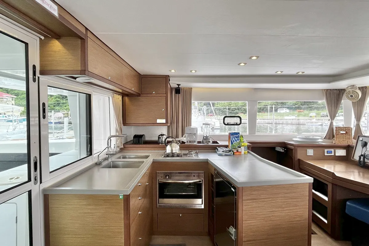 Galley of Luna Mia, a Lagoon 450 F catamaran at Parham Town, British Virgin Islands