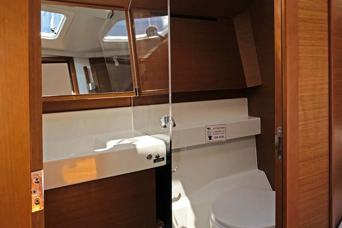 Head on Bella Ciao, a Jeanneau Sun Odyssey 410 sailboat at Split, Croatia