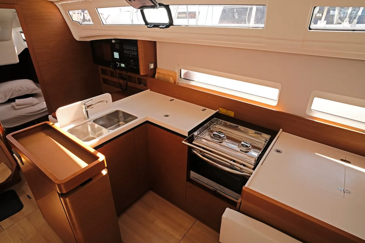 Galley of Bella Ciao, a Jeanneau Sun Odyssey 410 sailboat at Split, Croatia