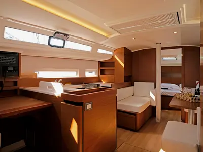 Cockpit of Bella Ciao, a Jeanneau Sun Odyssey 410 sailboat at Split, Croatia