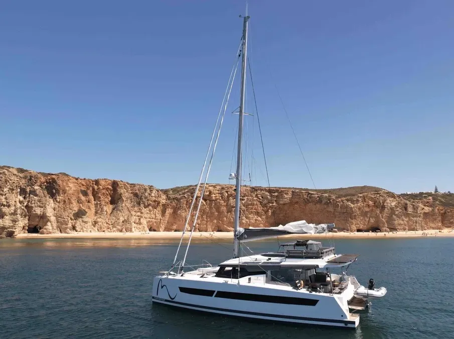 Exterior view of Marlea II, a Fountaine Pajot Elba 45 catamaran at Cogolin, France