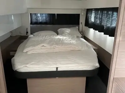 Cabin on Marlea II, a Fountaine Pajot Elba 45 catamaran at Cogolin, France