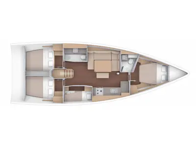 Floor plan of SELENE, a Dufour 430 sailboat at Ragusa, Italy