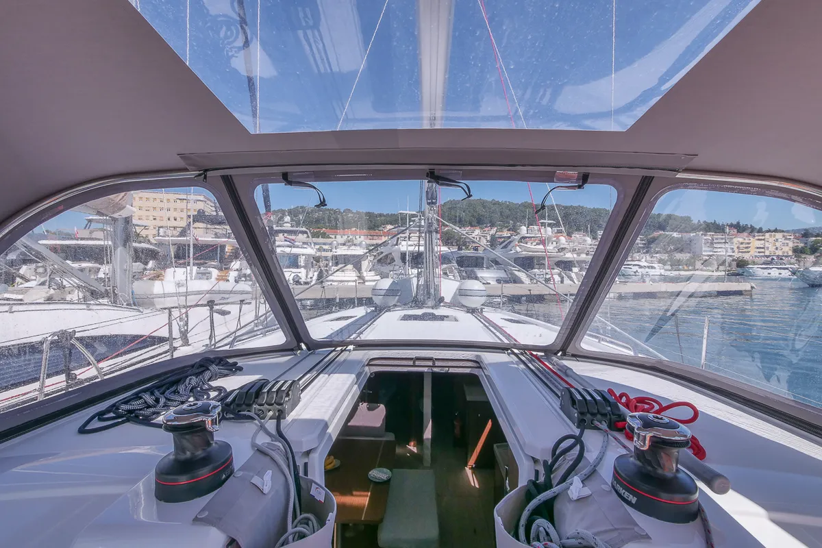 Cockpit of Mamma Mia, a Beneteau Oceanis 40.1 sailboat at Split, Croatia