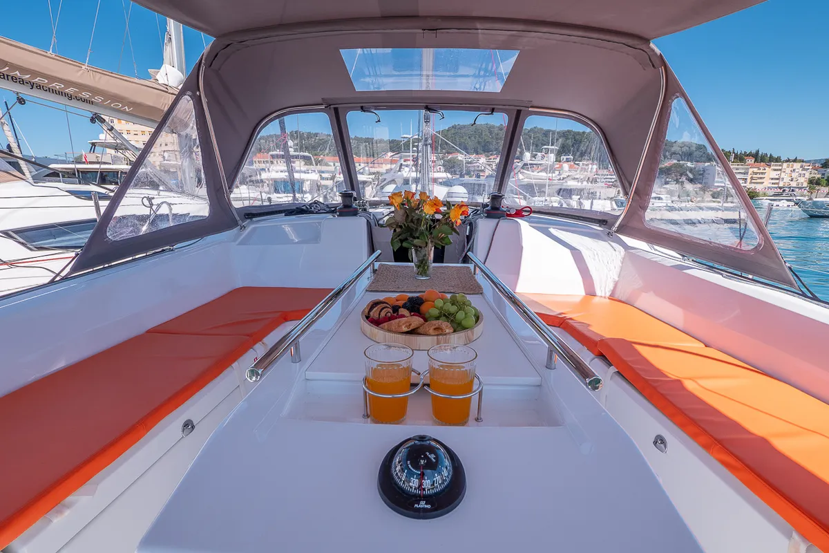 Deck of Mamma Mia, a Beneteau Oceanis 40.1 sailboat at Split, Croatia