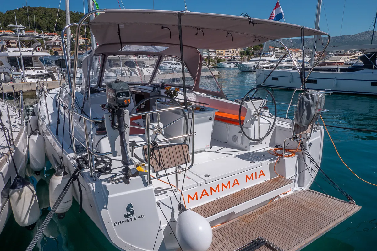 Cockpit of Mamma Mia, a Beneteau Oceanis 40.1 sailboat at Split, Croatia
