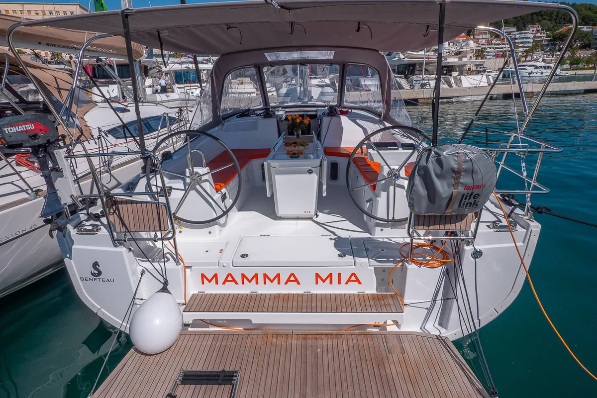 Cockpit of Mamma Mia, a Beneteau Oceanis 40.1 sailboat at Split, Croatia