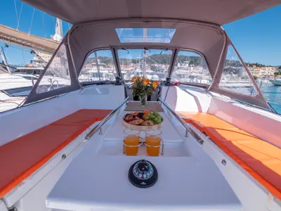 Deck of Mamma Mia, a Beneteau Oceanis 40.1 sailboat at Split, Croatia