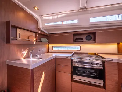 Galley of Mamma Mia, a Beneteau Oceanis 40.1 sailboat at Split, Croatia