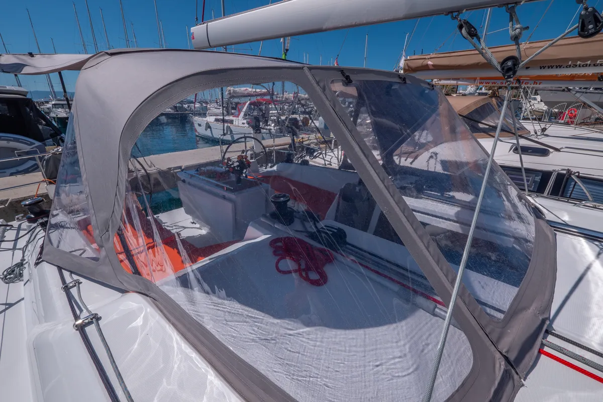 Cockpit of Mamma Mia, a Beneteau Oceanis 40.1 sailboat at Split, Croatia