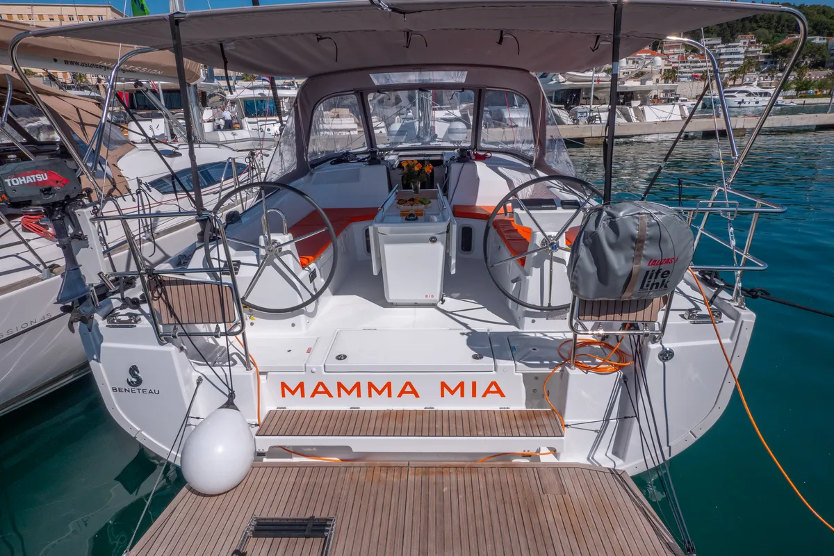 Cockpit of Mamma Mia, a Beneteau Oceanis 40.1 sailboat at Split, Croatia