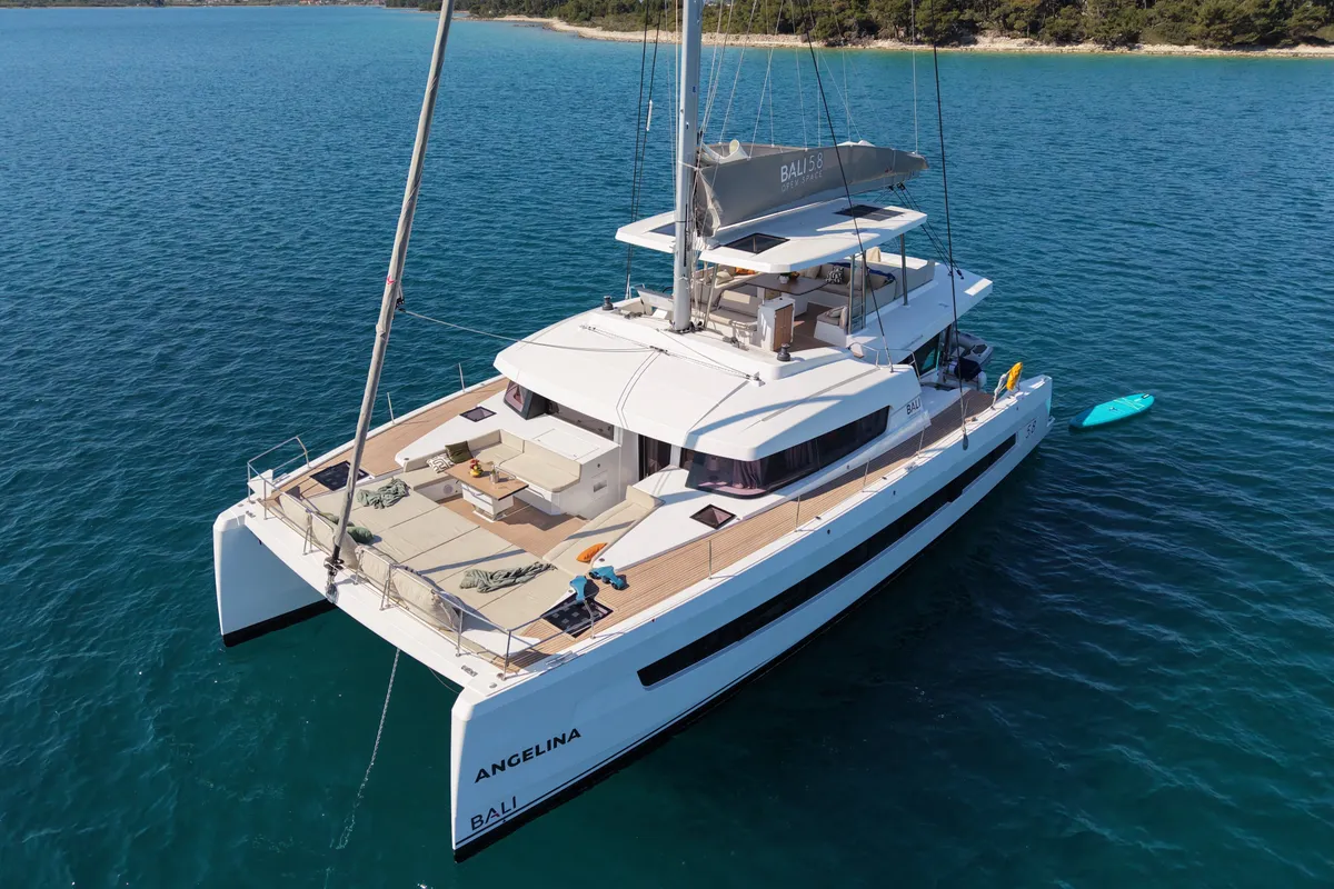 Exterior view of Angelina, a Bali 5.8 - 5 + 2 cab. catamaran at Trogir, Croatia