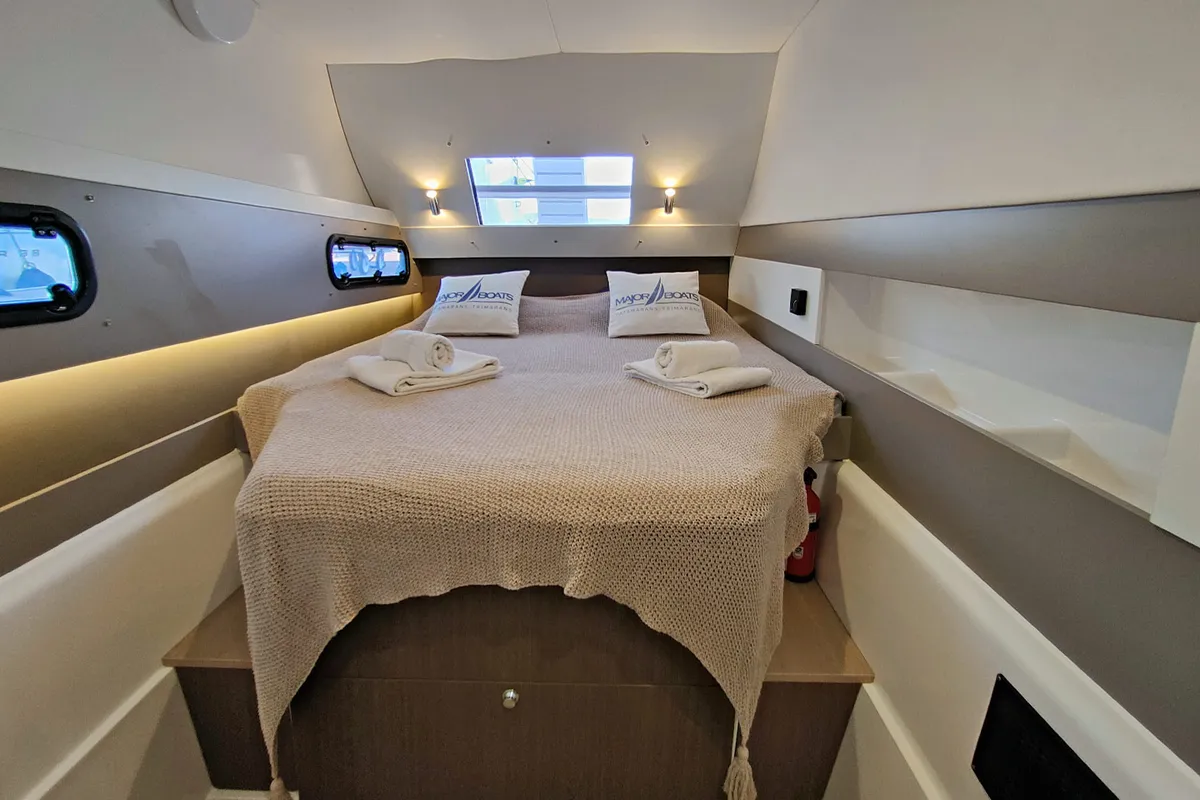 Cabin on Poseidon, a Bali 4.1 catamaran at Grimaud, France