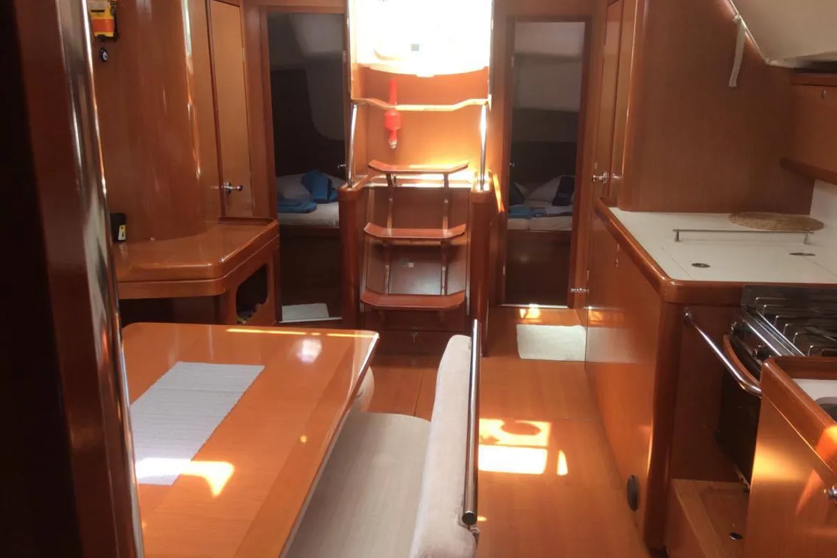 Salon of Alpha , a Beneteau Oceanis 46 sailboat at Municipal Unit of Lefkada, Greece