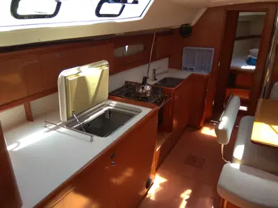 Galley of Alpha , a Beneteau Oceanis 46 sailboat at Municipal Unit of Lefkada, Greece