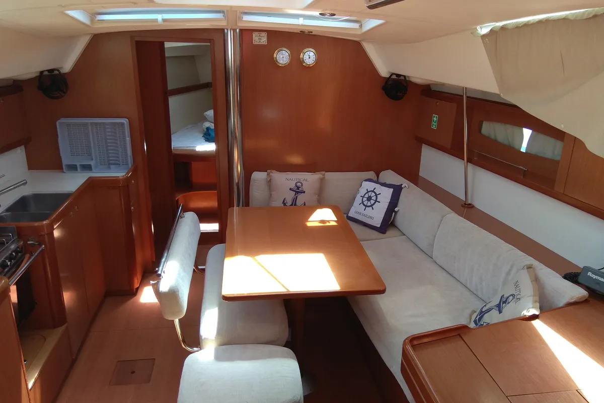 Salon of Alpha , a Beneteau Oceanis 46 sailboat at Municipal Unit of Lefkada, Greece