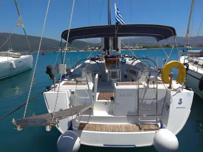 Deck of Alpha , a Beneteau Oceanis 46 sailboat at Municipal Unit of Lefkada, Greece