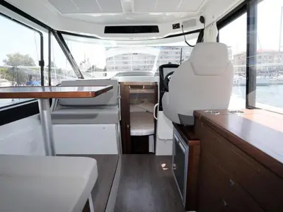 Salon of Ema, a Jeanneau Merry Fisher 895 motorboat at Split, Croatia