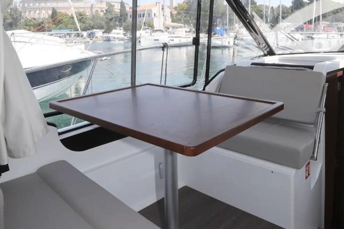 Salon of Ema, a Jeanneau Merry Fisher 895 motorboat at Split, Croatia