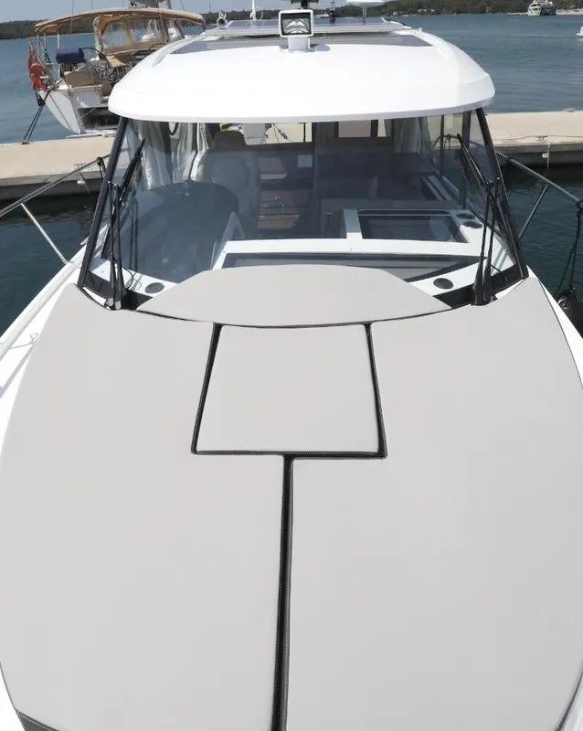 Deck of Ema, a Jeanneau Merry Fisher 895 motorboat at Split, Croatia