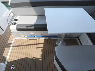 Deck of Ema, a Jeanneau Merry Fisher 895 motorboat at Split, Croatia