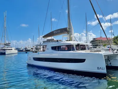 Exterior view of Here and Now, a Bali 4.4 catamaran at Parham Town, British Virgin Islands