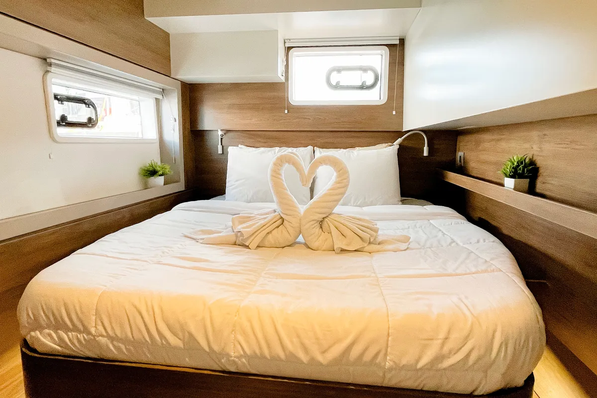 Cabin on Here and Now, a Bali 4.4 catamaran at Parham Town, British Virgin Islands